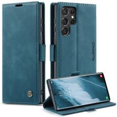 Caseme - CASEME 013 Series Samsung Galaxy S22 Ultra Konstl&auml;der Pl&aring;nboksfodral Gr&ouml;n