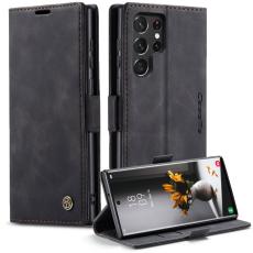 Caseme - CASEME 013 Series Samsung Galaxy S22 Ultra Konstl&auml;der Pl&aring;nboksfodral Svart