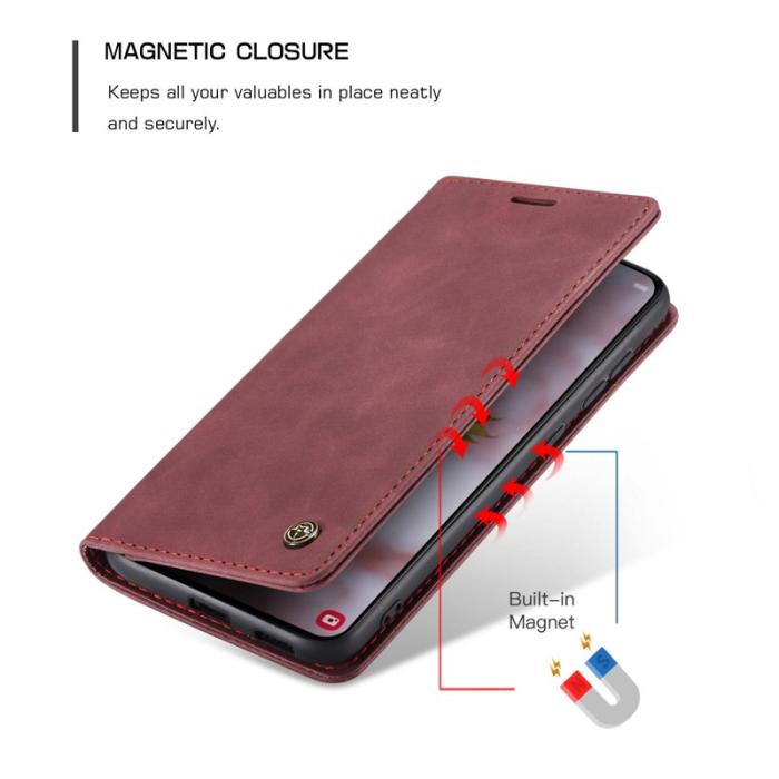 Caseme - CASEME 013 Series Samsung Galaxy S22 5G Konstläder Plånboksfodral Röd