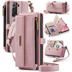 Caseme - CASEME Konstl&auml;der Pl&aring;nboksfodral till Samsung Galaxy A56 5G med RFID-Skydd Rosa