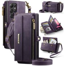 Caseme - CASEME Konstl&auml;der Pl&aring;nboksfodral till Samsung Galaxy S22 Ultra 5G Lila