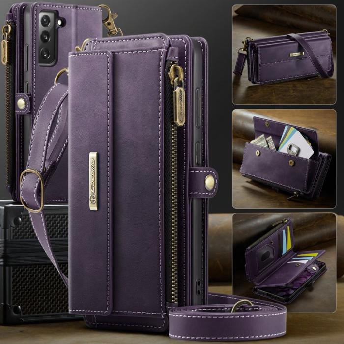 Caseme - CASEME Konstläder Plånboksfodral till Samsung Galaxy S22 5G Lila med RFID-Skydd