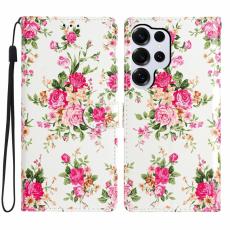 OEM - Samsung Galaxy S26 Ultra Pl&aring;nboksfodral Konstl&auml;der St&auml;ll - R&ouml;da Blommor