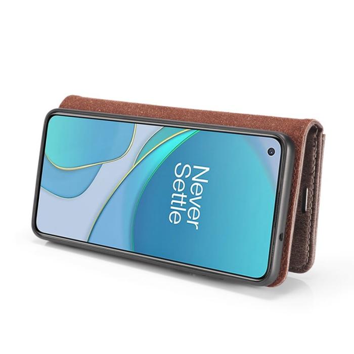DG.MING - DG.MING OnePlus 8T Äkta Läder Plånboksfodral Grå