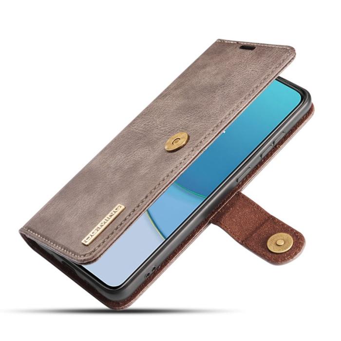 DG.MING - DG.MING OnePlus 8T Äkta Läder Plånboksfodral Grå