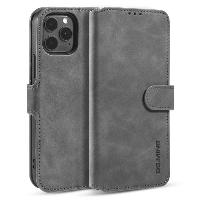 DG.MING - DG.MING Stand Plånboksfodral Retro i Konstläder för iPhone 13 Pro - Grå