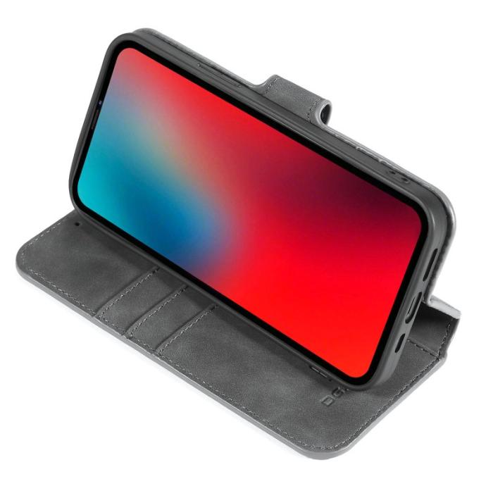 DG.MING - DG.MING Stand Plånboksfodral Retro i Konstläder för iPhone 13 Pro - Grå
