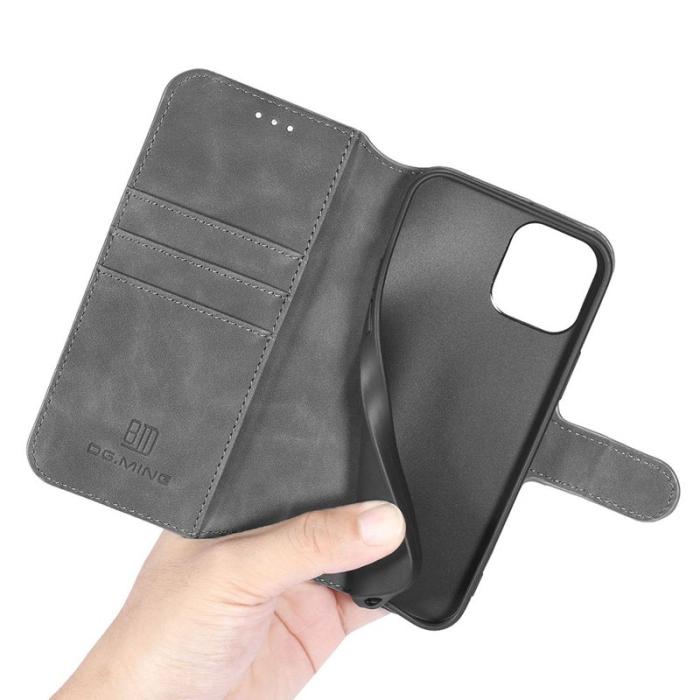 DG.MING - DG.MING Stand Plånboksfodral Retro i Konstläder för iPhone 13 Pro - Grå