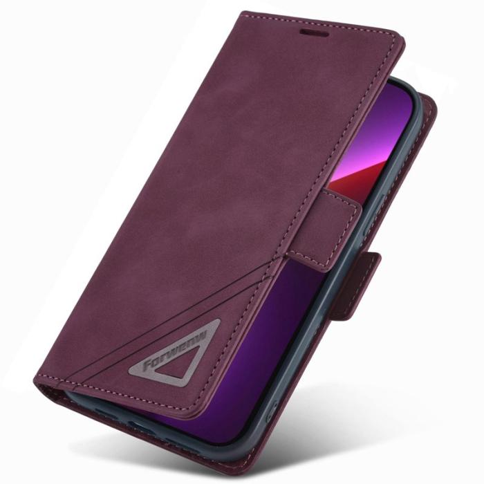FORWENW - FORWENW F3-Series iPhone 13 Plånboksfodral Konstläder - Vinröd