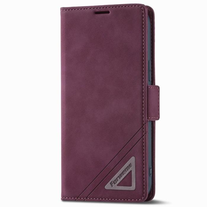 FORWENW - FORWENW F3-Series iPhone 13 Plånboksfodral Konstläder - Vinröd