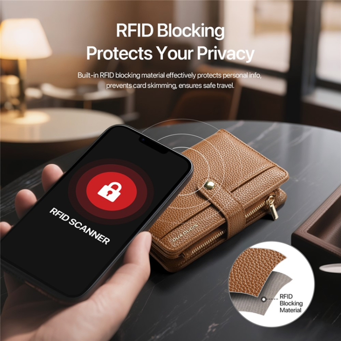Dux Ducis - Dux Ducis Passhållare Plånbok RFID Multikort PU-Läder - Brun