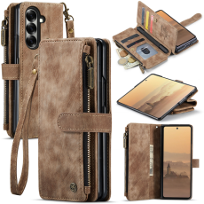 Caseme - CASEME Galaxy Z Fold 7 Plånboksfodral Med Rem läder - Brun