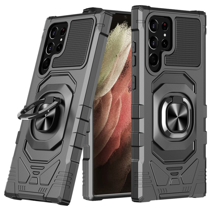 OEM - Galaxy S23 Ultra Skal Ringhållare Kickstand Anti-Fall - Svart