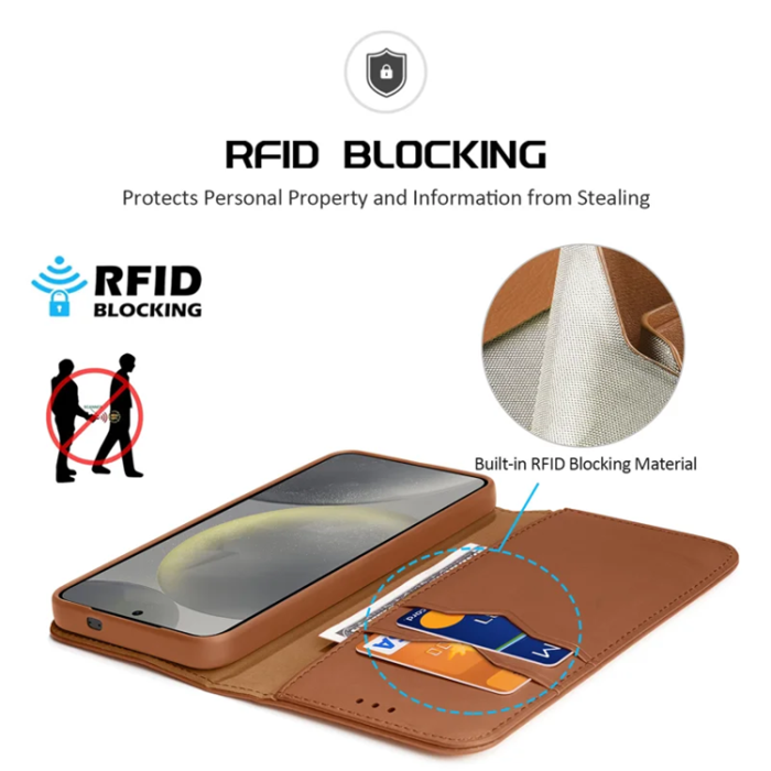A-One Brand - Dux Ducis Galaxy S25 Plånboksfodral Hivo RFID - Brun