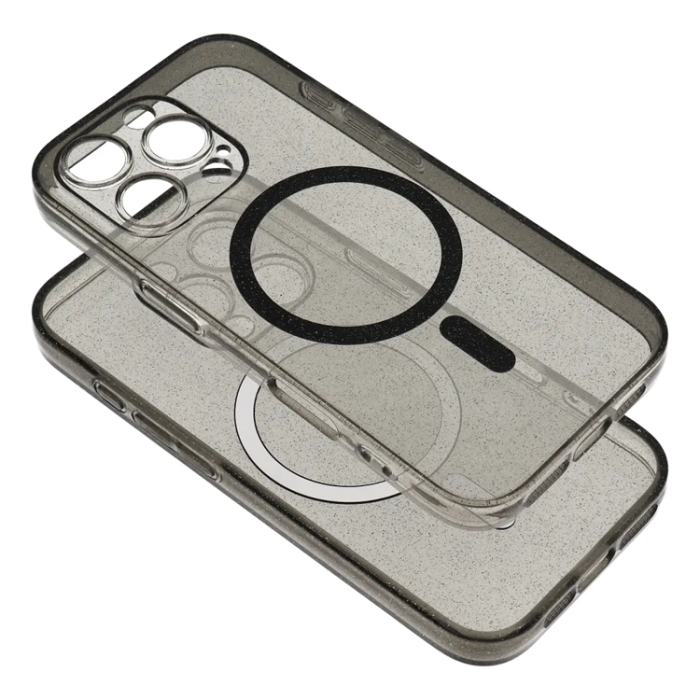 OEM - iPhone 16e Mobilskal Magsafe Clear - Svart Glitter