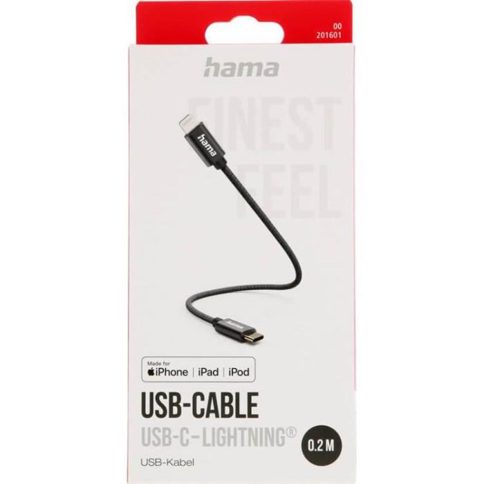 Hama - Hama USB-C till Lightning kabel 0.2m - Svart