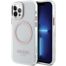 Guess - Guess Mobilskal till iPhone 12 Pro/12 Magsafe Metall Outline - Rosa