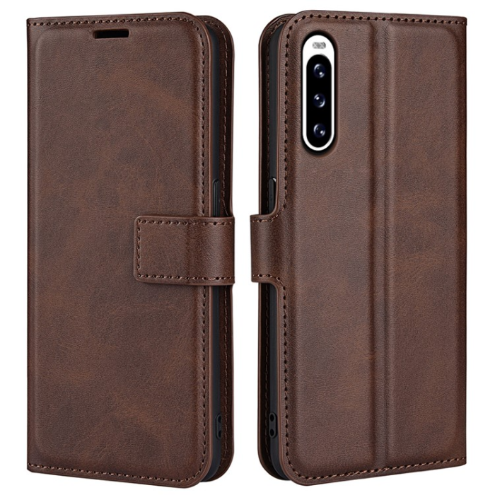 A-One Brand - Sony Xperia 10 V Plånboksfodral Folio Flip Calf - Brun