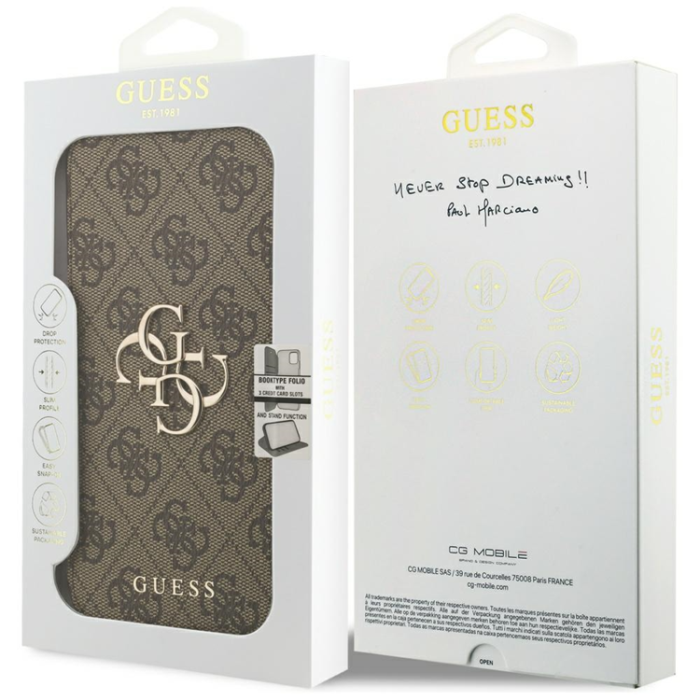 Guess - Guess iPhone 17 Pro Max Plånboksfodral Metal Logo - Brun