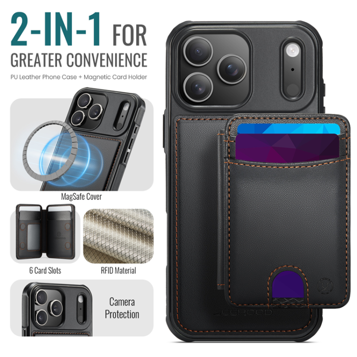 JEEHOOD - JEEHOOD iPhone 17 Pro Mobilskal MagSafe Detachable Korthållare