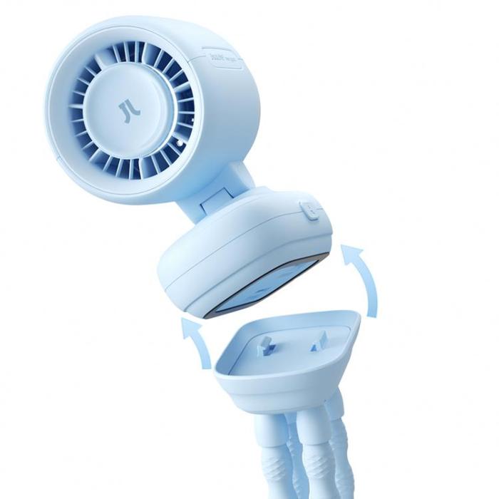 Jisulife - Jisulife Mini Barnefläkt 5000 mAh för Barnvagn med Tripod Fan 4 - Blå