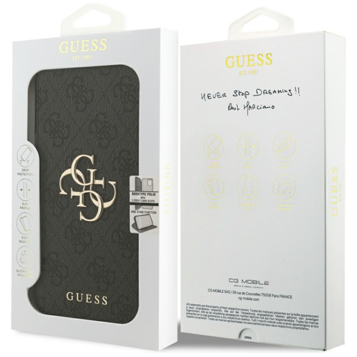 Guess - Guess iPhone 17 Pro Plånboksfodral Metal Logo - Svart