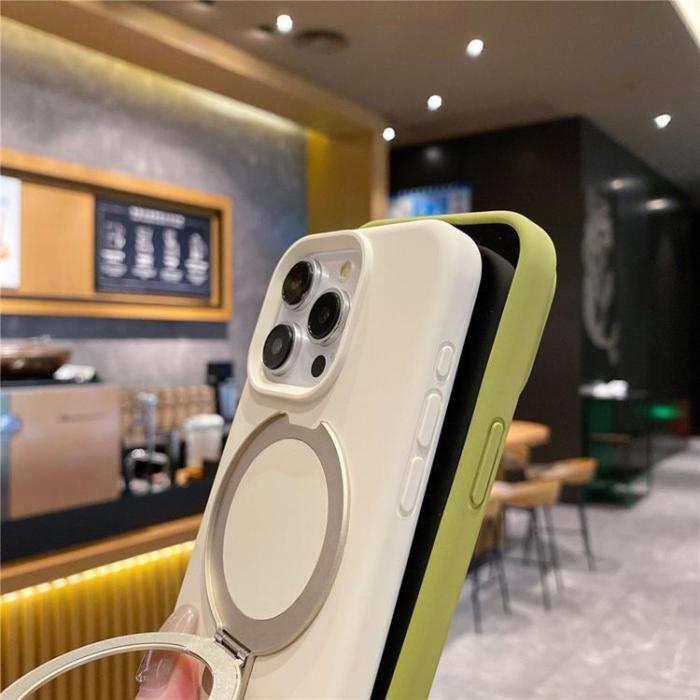 A-One Brand - Mobilskal för iPhone 15 Pro Max MagSafe Liquid Silikon Kickstand - Rosa