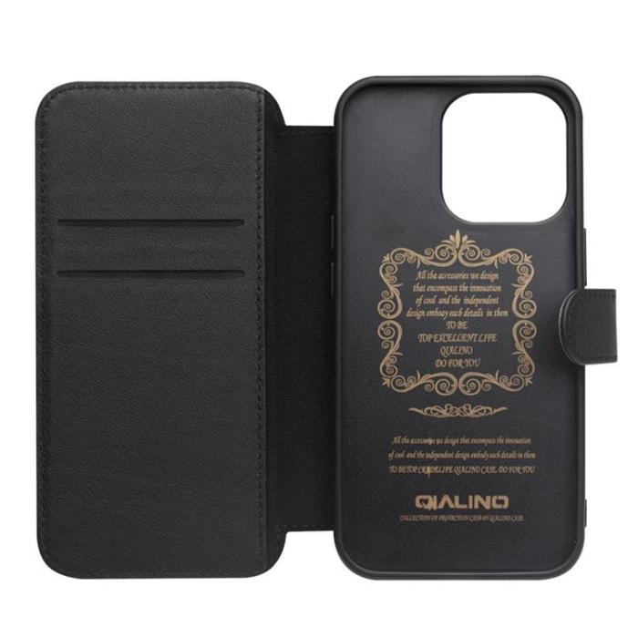 QIALINO - Qialino Äkta Läder Fodral iPhone 13 Pro Max - Svart
