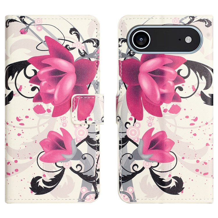 iPhone Air Konstläder Plånboksfodral Pattern Print - Lotus | 2353 | AlltMobil