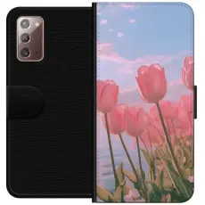 Gustaf - Pl&aring;nboksfodral till Samsung Galaxy Note20 med Rosa Tulpaner