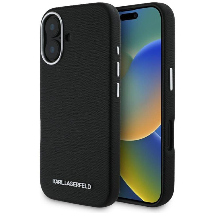 Karl Lagerfeld iPhone 16 Mobilskal MagSafe Saffiano Full Wrapped - Svart | 2353 | AlltMobil