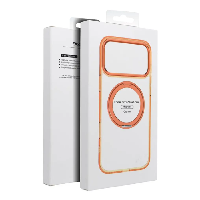 A-One Brand - Mobilskal Magafe iPhone 17 Pro Frame Circle med Stand - Orange