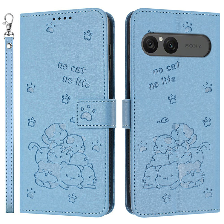 Sony Xperia 10 VII Plånboksfodral Cats Imprint - Blå | 2353 | AlltMobil