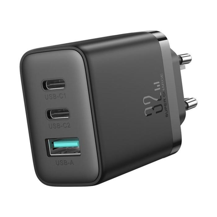 Joyroom - Joyroom Snabbladdare 2x USB-C USB-A 32W - Svart