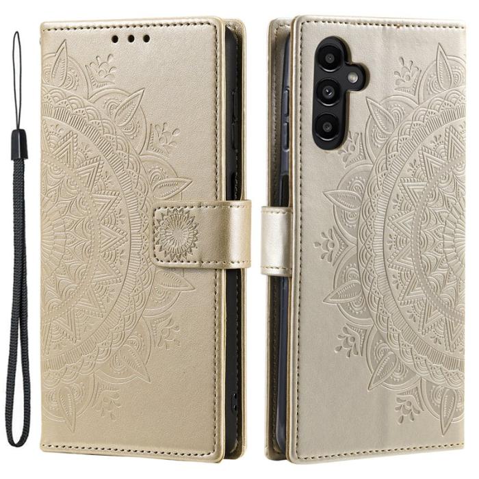 OEM - Samsung Galaxy S26 Plus Plånboksfodral Impräntad Totem Konstläder - Guld