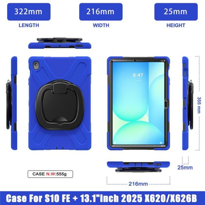A-One Brand - Galaxy Tab S10 FE Plus Skal Kickstand Handle Grip - Blå