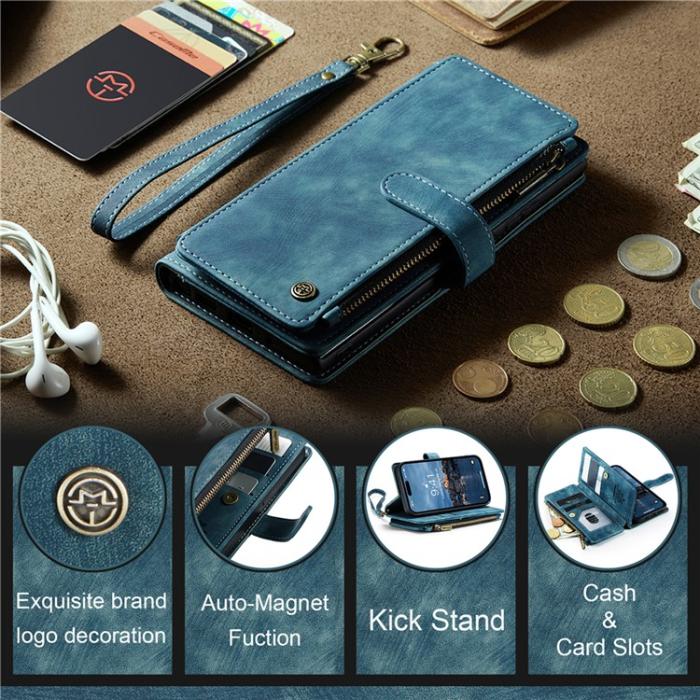 Caseme - CASEME iPhone 15 Pro Plånboksfodral C30 Zipper - Blå