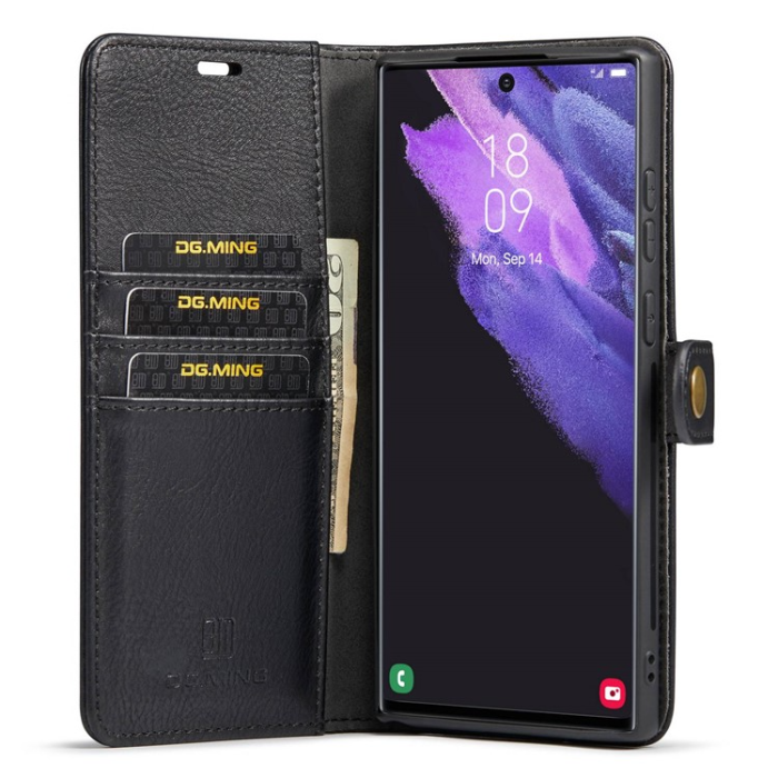 DG.MING - DG.MING Galaxy S23 Ultra Plånboksfodral 2in1 Äkta Läder - Svart