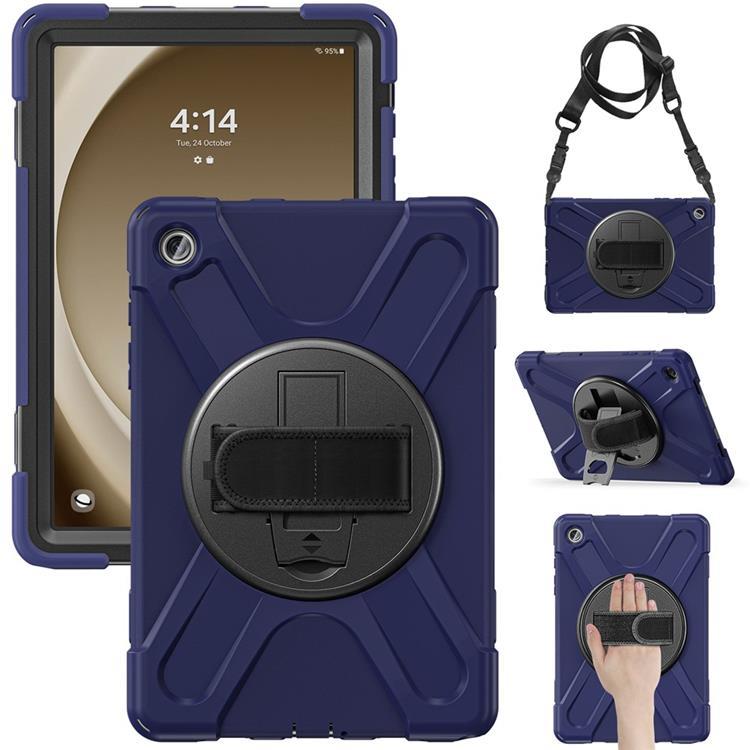 Galaxy Tab A9 Plus Mobilskal Kickstand Handrem Med Axelrem (Marinblå) | 2353 | AlltMobil