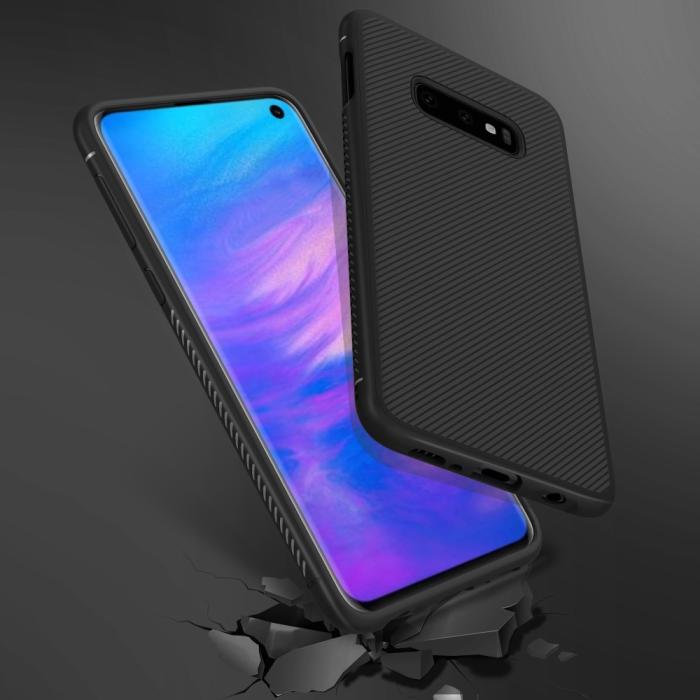 OEM - Twill Texture Flexicase Skal till Samsung Galaxy S10P - Svart