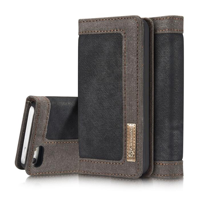 A-One Brand - Caseme Canvas Plånboksfodral till iPhone 5/5S/SE - Svart
