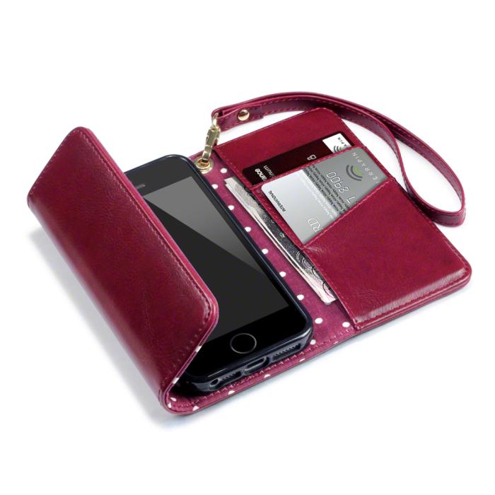 UTGATT5 - Trifold Plånboksfodral till iPhone 5/5S/SE - Röd