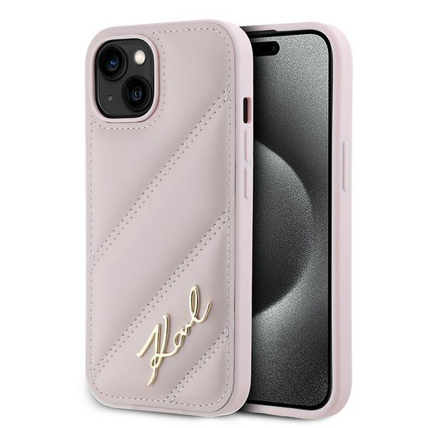 Karl Lagerfeld iPhone 15/14/13 Mobilskal Quilted Script - Rosa | 2353 | AlltMobil