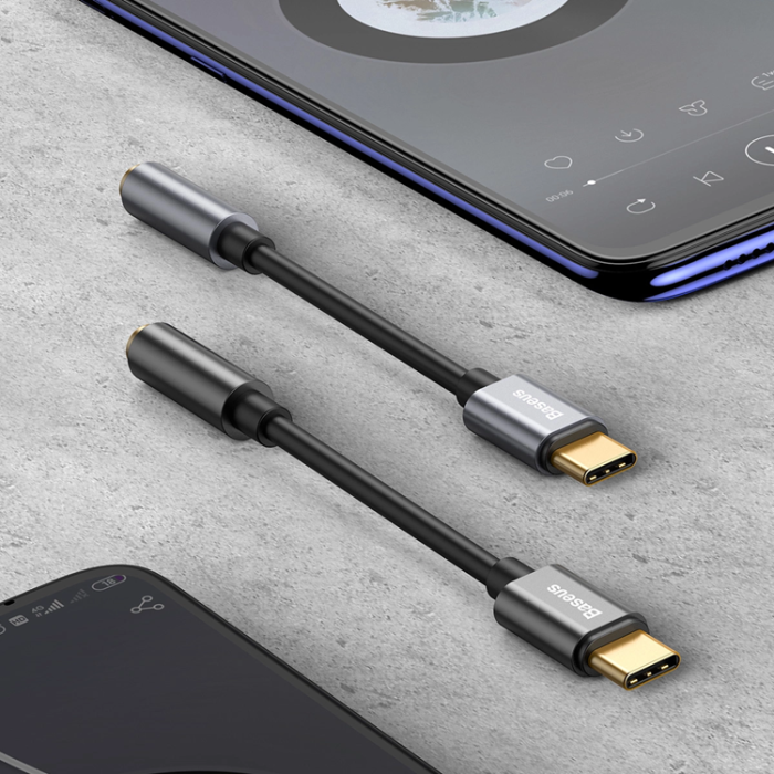 BASEUS - Baseus USB-C Hörlurar Adapter DAC minijack 3,5 mm - Grå