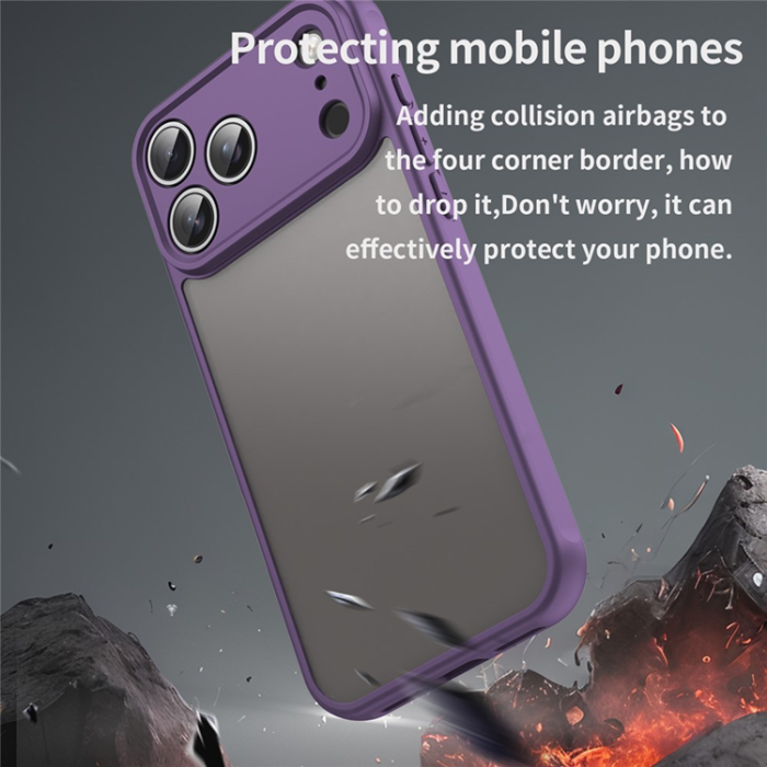 A-One Brand - iPhone 17 Pro Mobilskal Frostade krockkuddar Drop Proof - Lila