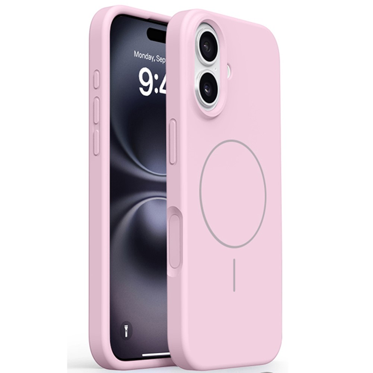 iPhone 16 Mobilskal MagSafe Liquid Silikon Microfiber Lining - Rosa | 2353 | AlltMobil