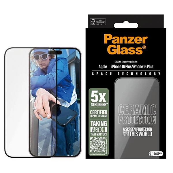 PanzerGlass iPhone 16 Plus Plastfilm Skärmskydd Ceramic Ultra-Wide Fit | 5468 | AlltMobil