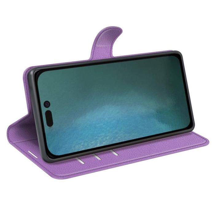 OEM - Litchi Flip iPhone 14 Pro Max Plånboksfodral - Lila