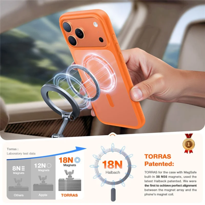 Torras - TORRAS iPhone 17 Pro Mobilskal MagSafe Matte PC + TPU - Orange