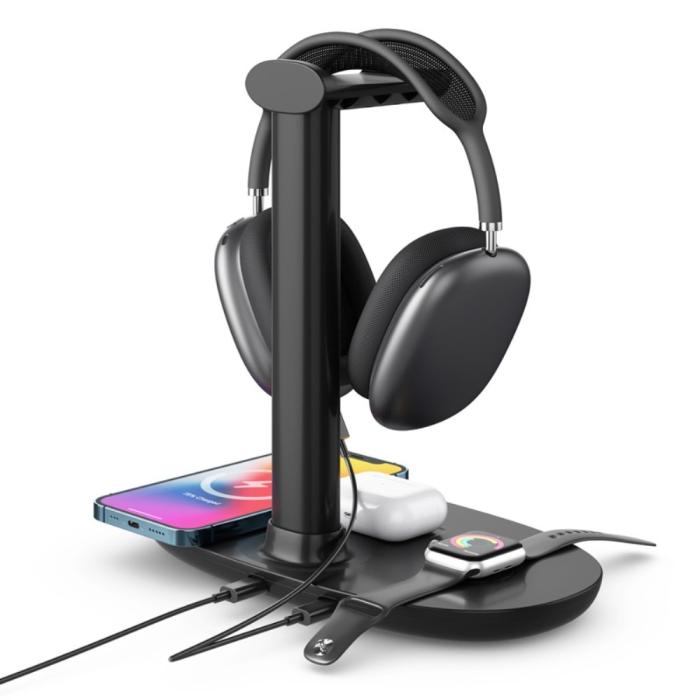 A-One Brand - 4-in-1 Trådlös laddare iPhone - Apple Watch, AirPods, Headsethållare